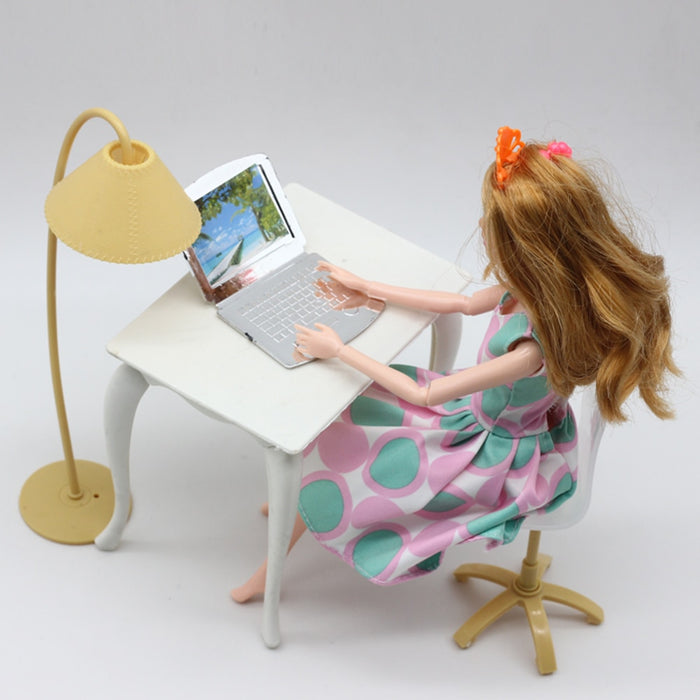 Free Shipping,doll play house doll furniture desk+lamp+laptop+chair
